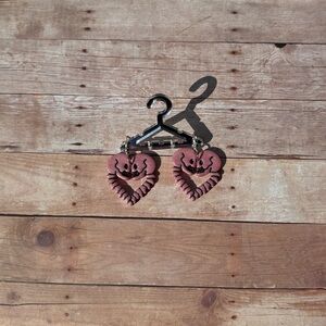 Pink Skeleton Heart Earrings